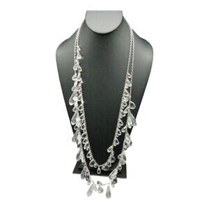 Joan Rivers Silver Tone Crystal Teardrop Multi-Strand Statement Necklace – NWOT